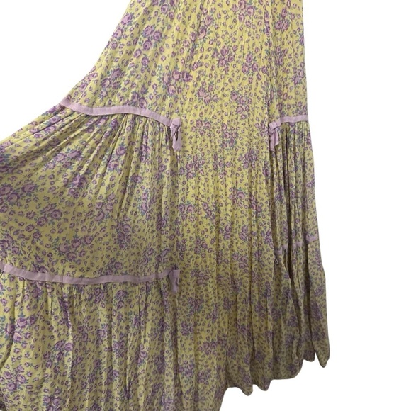 LoveShackFancy Womens Jessie Floral Maxi Dress Sz 0 Purple Rain Drop Lined - Picture 6 of 13